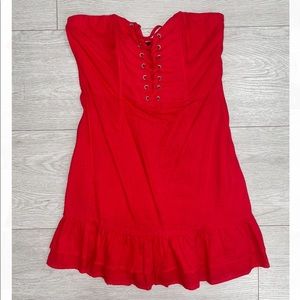 Strapless linen dress